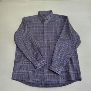 Joseph A Banks Travelers Collection Long Sleeve Button Up Plaid Shirt Men's L